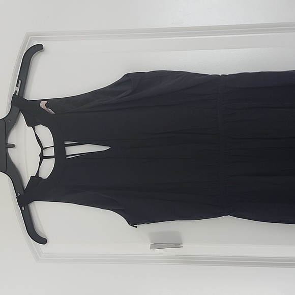 Banana Republic Halterneck Keyhole Front Side Split Mididress Black Size 2 - Picture 4 of 12